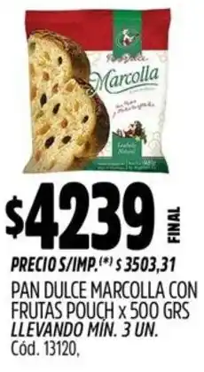 Supermercados Yaguar Marcolla pan dulce con frutas pouch oferta