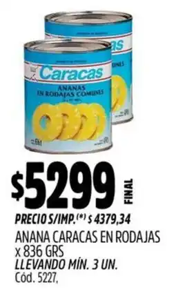 Supermercados Yaguar Caracas anana en rodajas oferta