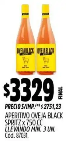 Supermercados Yaguar Oveja black aperitivo spritz oferta