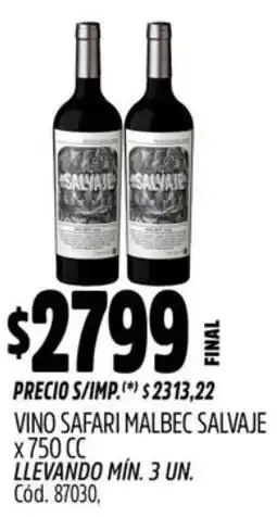 Supermercados Yaguar Safari vino malbec salvaje oferta