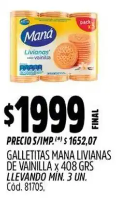 Supermercados Yaguar Maná galletitas livianas de vainilla oferta