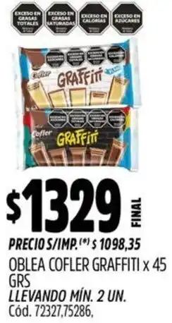 Supermercados Yaguar Graffiti oblea cofler oferta