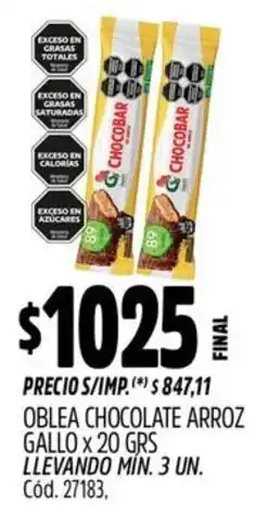 Supermercados Yaguar Oblea chocolate arroz gallo oferta