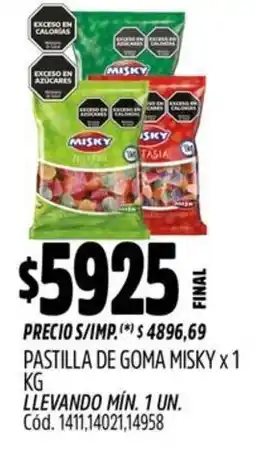 Supermercados Yaguar Misky pastilla de goma oferta