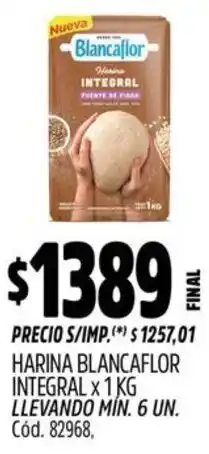 Supermercados Yaguar Blancaflor harina integral oferta
