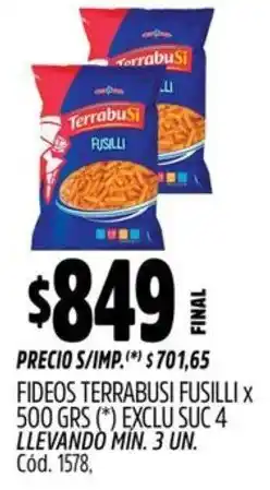 Supermercados Yaguar Terrabusi fideos fusilli oferta
