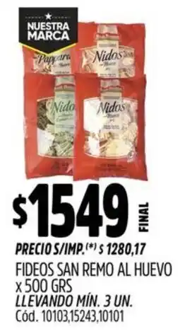 Supermercados Yaguar San remo fideos al huevo oferta