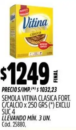 Supermercados Yaguar Vitina semola clasica fort. c/calcio oferta