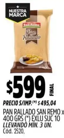 Supermercados Yaguar Pan rallado san remo oferta