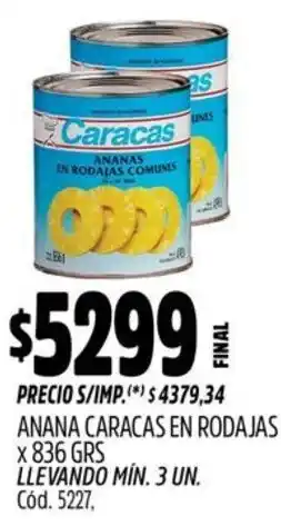 Supermercados Yaguar Caracas anana en rodajas oferta
