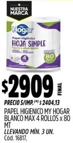 Supermercados Yaguar My hogar papel higienico blanco max oferta