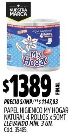 Supermercados Yaguar My hogar papel higienico natural oferta