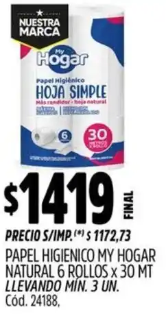 Supermercados Yaguar My hogar papel higienico natural oferta