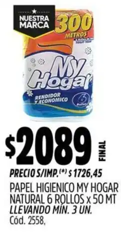 Supermercados Yaguar My hogar papel higienico natural oferta