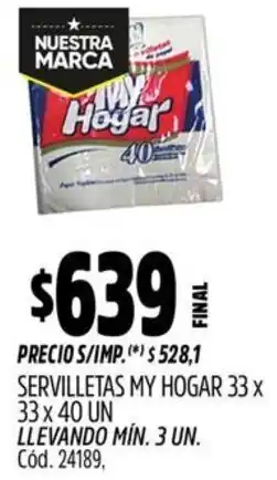 Supermercados Yaguar My hogar servilletas oferta