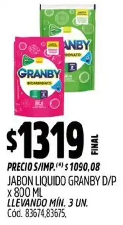 Supermercados Yaguar Granby jabon liquido d/p oferta