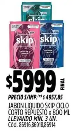 Supermercados Yaguar Skip jabon liquido ciclo corto repuesto oferta