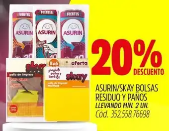 Supermercados Yaguar Asurin/skay bolsas residuo y paños oferta