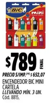 Supermercados Yaguar Bic encendedor mini cartela oferta