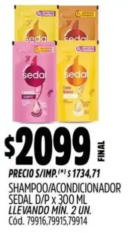 Supermercados Yaguar Sedal shampoo/acondicionador d/p oferta