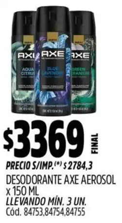 Supermercados Yaguar Axe desodorante aerosol oferta