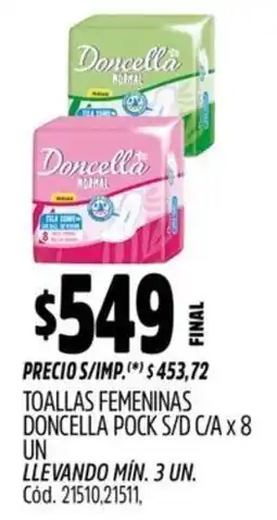 Supermercados Yaguar Doncella toallas femeninas pock s/d c/a oferta