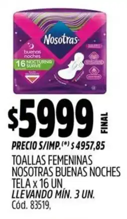Supermercados Yaguar Nosotras buenas toallas femeninas noches tela oferta