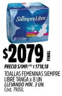 Supermercados Yaguar Siempre libre toallas femeninas tanga oferta