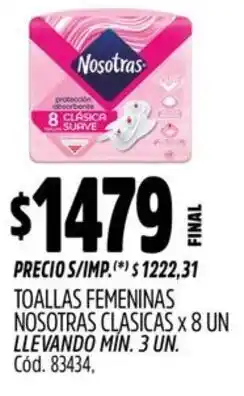 Supermercados Yaguar Nosotras clasicas toallas femeninas oferta