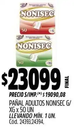 Supermercados Yaguar Nonisec pañal adultos g/ xg x oferta