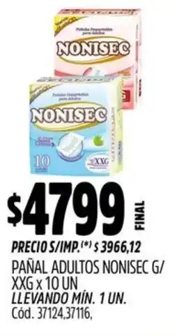 Supermercados Yaguar Nonisec pañal adultos g/ xxg oferta