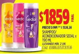 Supermercados Yaguar Sedal shampoo/ acondicionador oferta