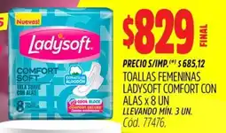 Supermercados Yaguar Ladysoft toallas femeninas comfort con alas oferta