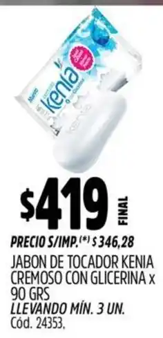 Supermercados Yaguar kenia jabon de tocador cremoso con glicerina oferta