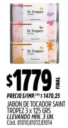 Supermercados Yaguar Saint tropez jabon de tocador oferta