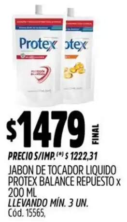 Supermercados Yaguar protex jabon de tocador liquido balance repuesto oferta
