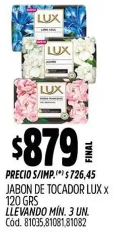 Supermercados Yaguar Lux jabon de tocador oferta