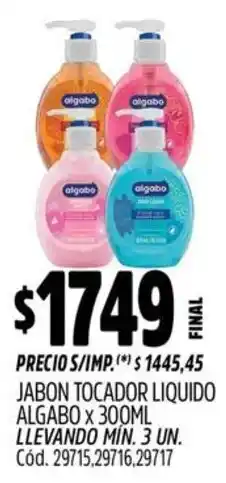 Supermercados Yaguar Algabo jabon tocador liquido oferta