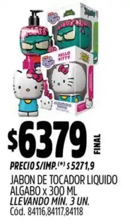 Supermercados Yaguar Algabo jabon de tocador liquido oferta
