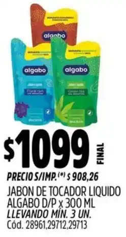 Supermercados Yaguar Algabo jabon de tocador liquido d/p oferta