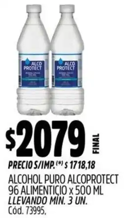 Supermercados Yaguar Alcoprotect alcohol puro 96 alimenticio oferta