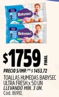 Supermercados Yaguar Babysec toallas humedas ultra fresh oferta