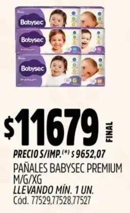 Supermercados Yaguar Babysec pañales premium m/g/xg oferta