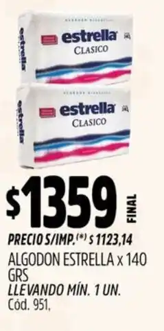 Supermercados Yaguar Estrella algodon clasico oferta