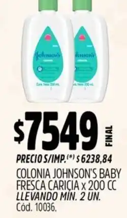 Supermercados Yaguar Johnson's baby colonia fresca caricia oferta