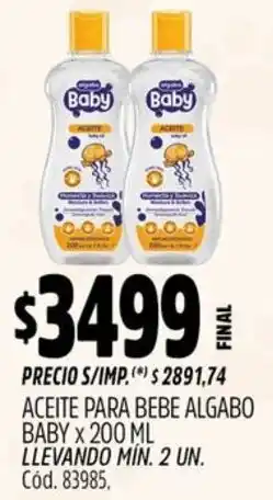 Supermercados Yaguar Algabo baby aceite para bebe oferta