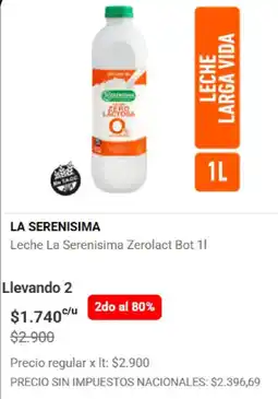 Disco La serenisima leche zerolact bot oferta