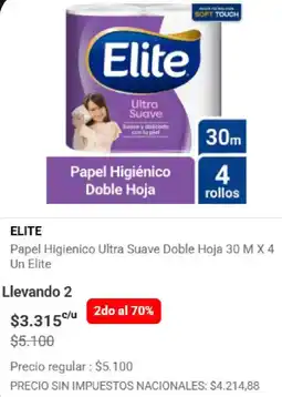 Disco Elite papel higienico ultra suave doble hoja oferta