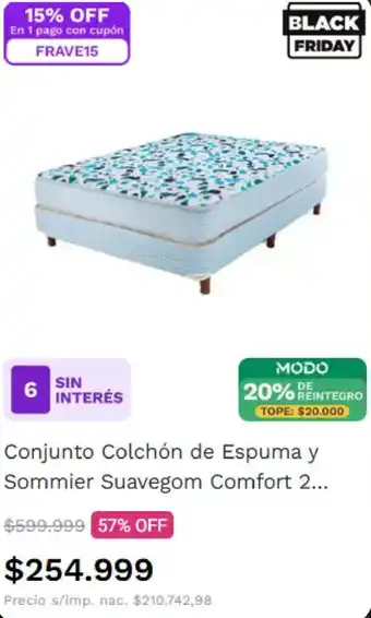 Frávega Conjunto colchón de espuma y sommier suavegom comfort 2 oferta