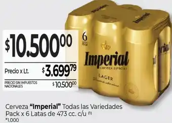 Imperial cerveza todas las variedades pack
